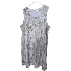 J Jill Plus Size 2X Sleeveless Dress Shift Ikat Stretch Knit Pockets
